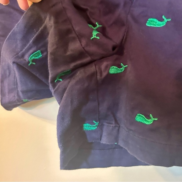 British Khaki Preppy Whale Shorts Navy Blue with Green Embroidery Size: 10 - Picture 4 of 7